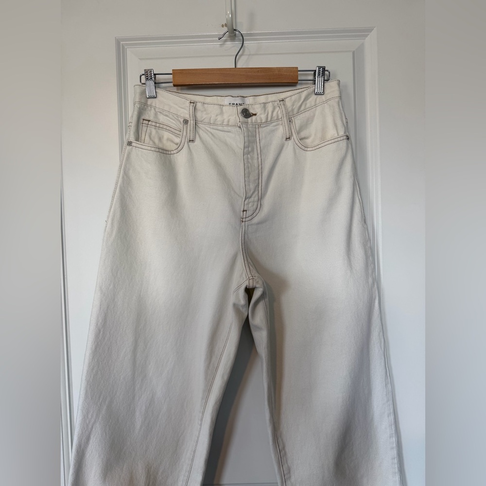 FRAME Ultra High Rise Barrel Jeans Ecru Size 29 - Picture 3 of 12